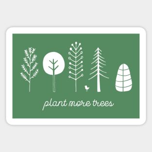 Love your planet: Plant more trees + bird (white text) Sticker